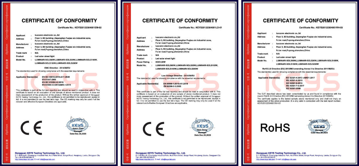 3 solar light ce emc lvd and rosh certification 1
