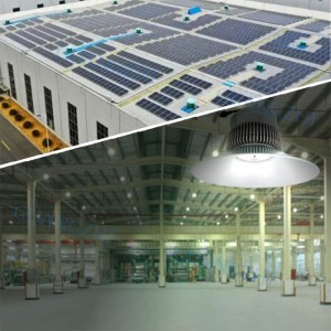 100W-200W Silver Shell Solar Ceiling Light Indoor Ra80 Solar Light Fin High Bay for Canopy Park