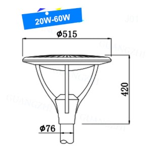 20W-60W IP66 Warranty 5 Years Aluminum LED Flat Head Garden Light